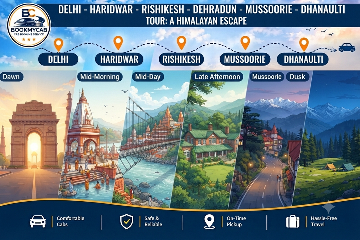 Delhi Haridwar Rishikesh Dehradun Mussoorie Dhanaulti Tour